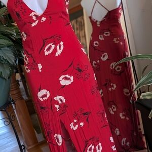 Lulu's Red and White Floral Maxi Dress